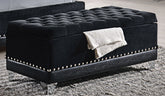 Coaster Barzini Tufted Rectangular Trunk with Nailhead Black Model 300644